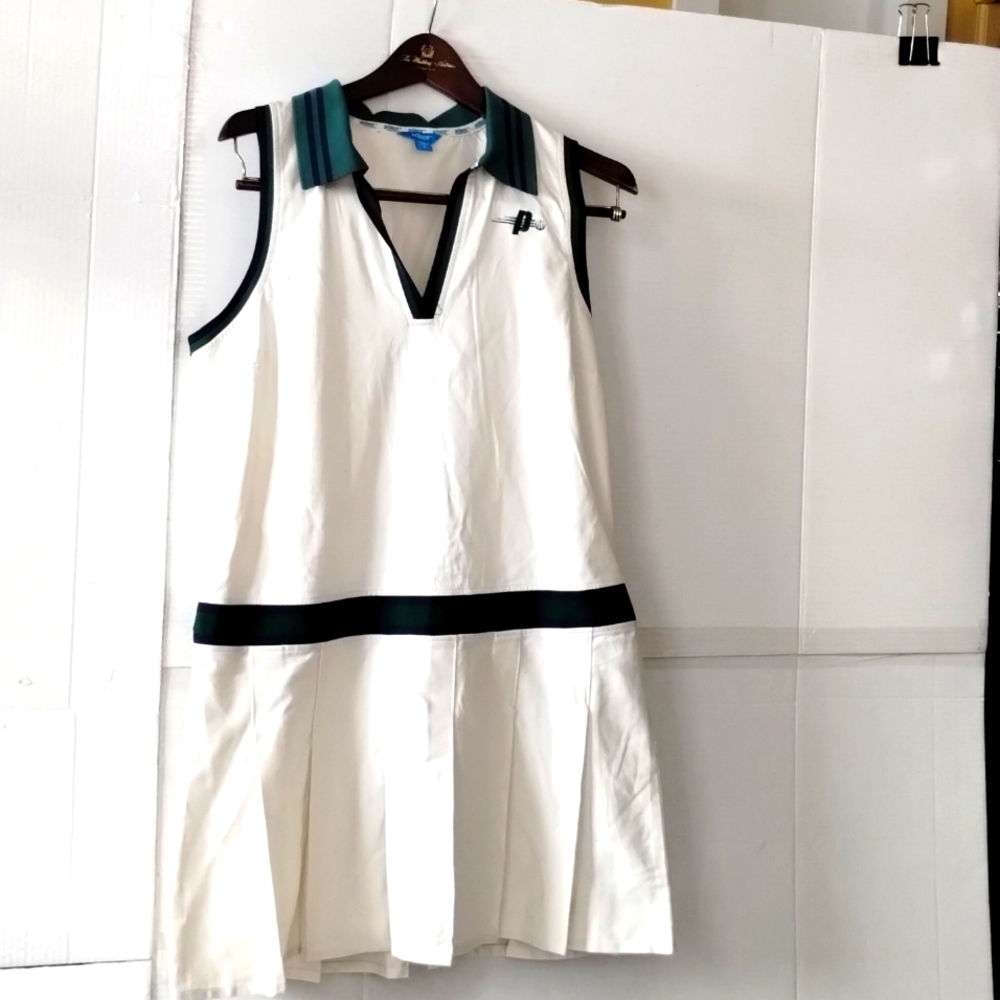 Prince pickleball dress cream green/blue trim size large sporty preppy comfy